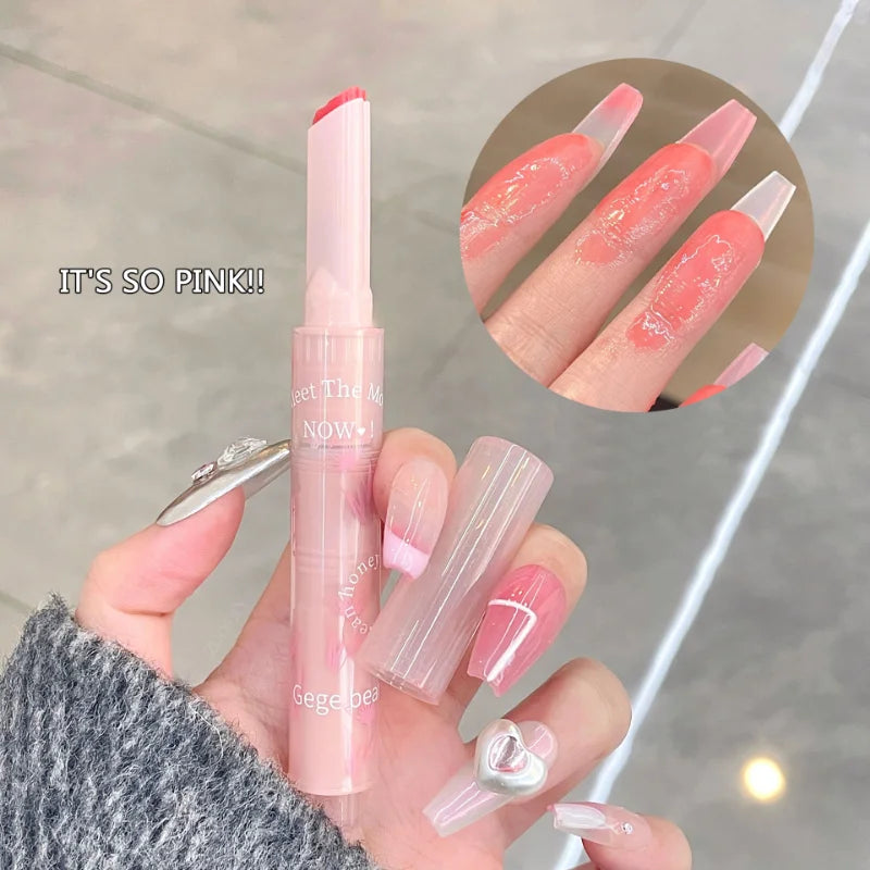 Clear Water Light Solid Lip Gloss Jelly Pink Lip Tint Mirror Glass Lip Glaze Heart-Shaped Moisturising Lipstick Pencil Makeup